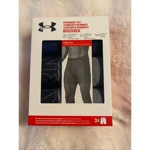 Under Armour Boxerjock Boxer Briefs Size M 3 Pack Underwear 6" Inseam Black Gray